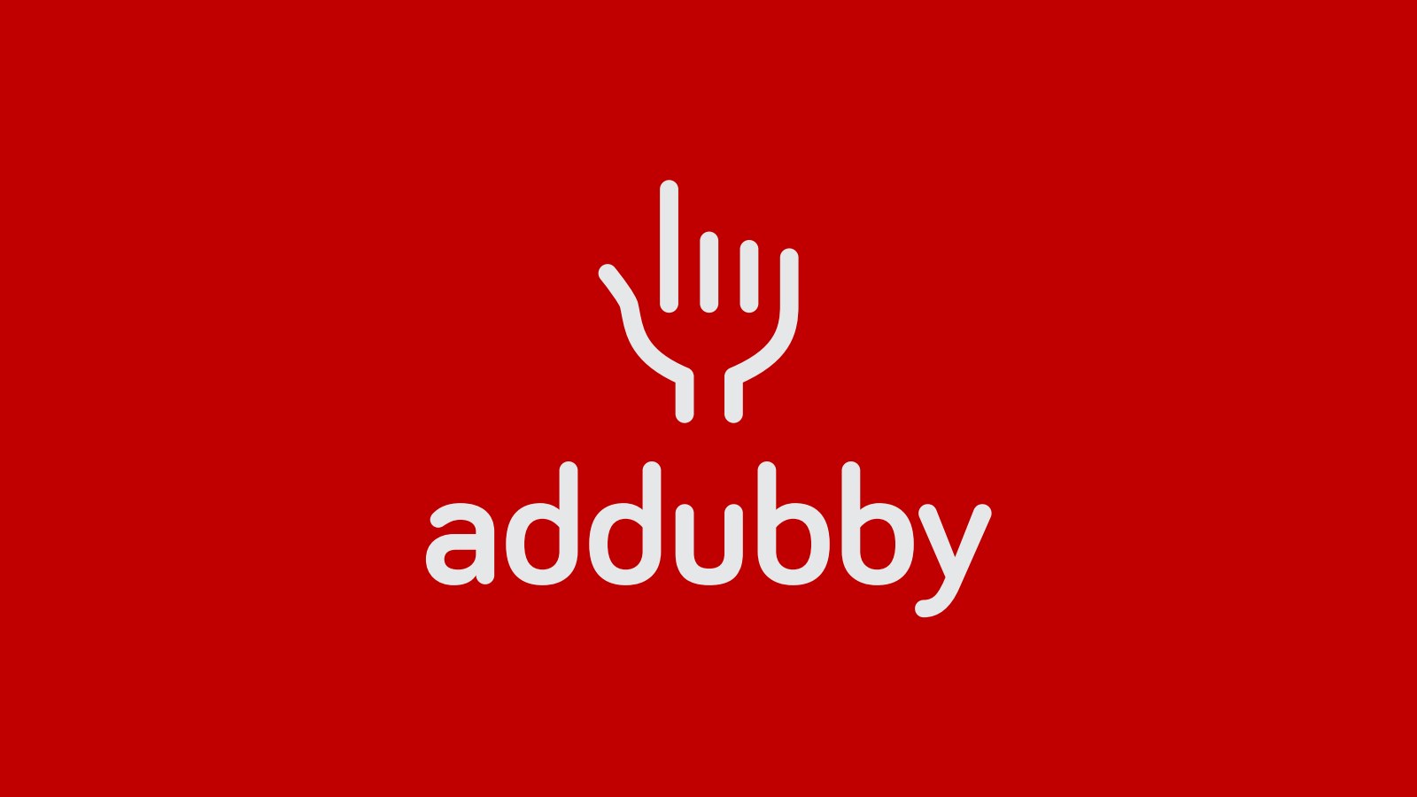 Il logo di Addubby, bianco su fondo rosso.